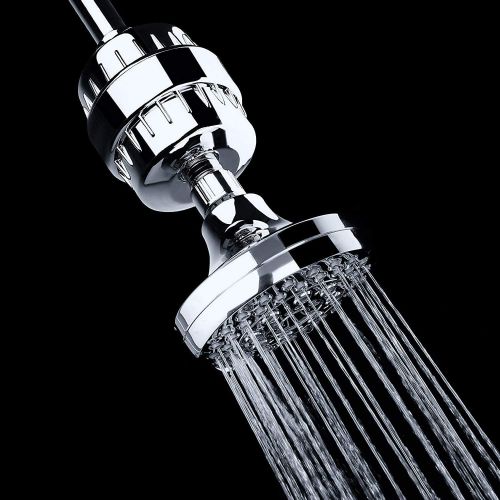  AquaBliss High Output Universal Shower Filter with Replaceable Multi-Stage Filter Cartridge  Transform Itching, Eczema & Acne into Glowing Hair, Nails & Skin Fast - Chrome (SF220)