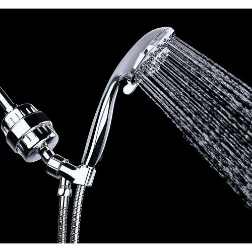  AquaBliss High Output Universal Shower Filter with Replaceable Multi-Stage Filter Cartridge  Transform Itching, Eczema & Acne into Glowing Hair, Nails & Skin Fast - Chrome (SF220)