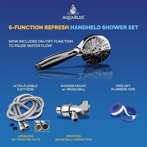  AquaBliss TheraSpa Hand Shower  6 Mode Massage Shower Head with Hose High Pressure to Gentle Water Saving Mode - 6.5 FT No-Tangle Handheld Shower Head with Extra Long Hose & Adj.