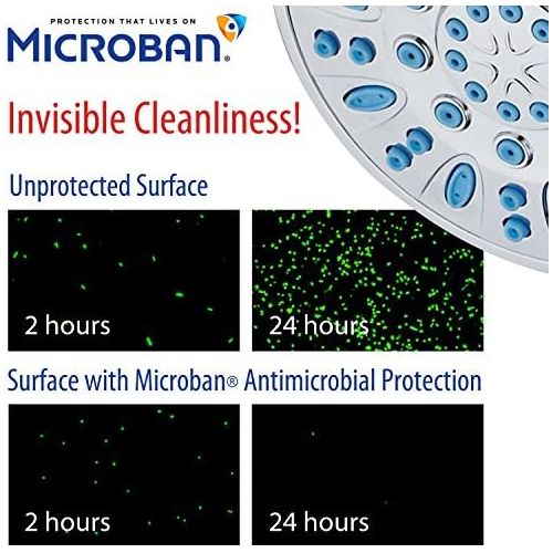  Antimicrobial/Anti-Clog High-Pressure 30-setting Rainfall Shower Combo by AquaDance with Microban Nozzle Protection from Growth of Mold Mildew & Bacteria for Stronger Shower! Wave