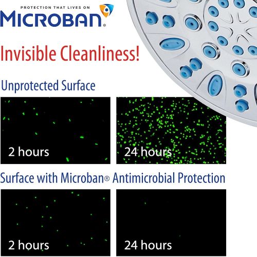  Antimicrobial/Anti-Clog High-Pressure 30-setting Rainfall Shower Combo by AquaDance with Microban Nozzle Protection from Growth of Mold Mildew & Bacteria for Stronger Shower! Wave