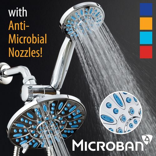  Antimicrobial/Anti-Clog High-Pressure 30-setting Rainfall Shower Combo by AquaDance with Microban Nozzle Protection from Growth of Mold Mildew & Bacteria for Stronger Shower! Wave