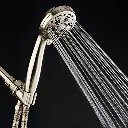  AquaDance High Pressure 6-Setting Full Brushed Nickel Handheld Shower with Hose for the Ultimate Shower Experience! Officially Independently Tested to Meet Strict US Quality & Perf