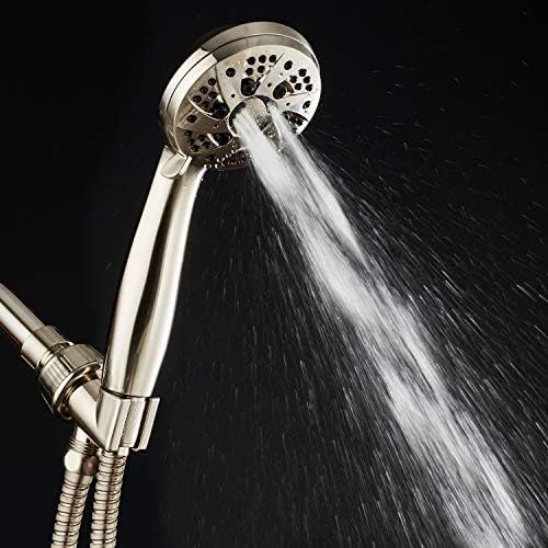  AquaDance High Pressure 6-Setting Full Brushed Nickel Handheld Shower with Hose for the Ultimate Shower Experience! Officially Independently Tested to Meet Strict US Quality & Perf