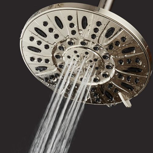  AquaDance Brushed Nickel High Pressure 6-Setting 7 Rain Shower Head  Angle Adjustable, Anti-Clog Showerhead Jets, Tool-Free Installation-USA Standard Certified-Top U.S. Brand