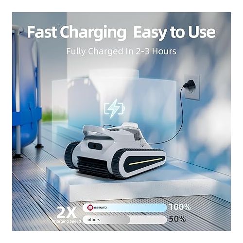  Pool Vacuum for Above Ground Pool for In Ground Pools, 2.5h Runtime, Cordless Robotic Pool Cleaner with 2024 Upgraded Motor, Wall Climbing, Intelligent Route Planning