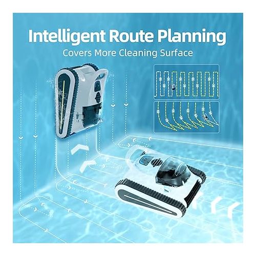  Pool Vacuum for Above Ground Pool for In Ground Pools, 2.5h Runtime, Cordless Robotic Pool Cleaner with 2024 Upgraded Motor, Wall Climbing, Intelligent Route Planning