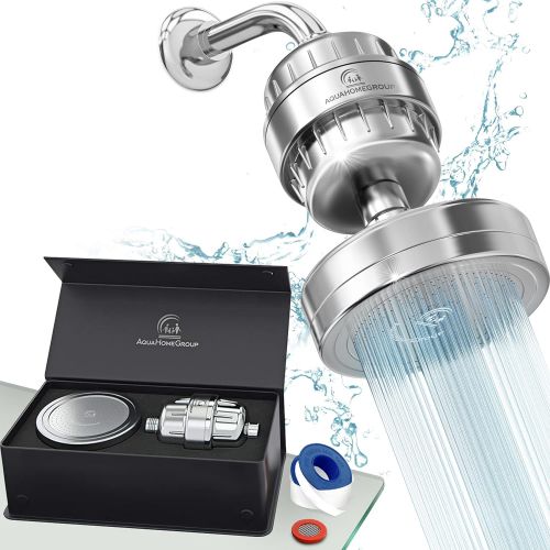  AquaHomeGroup Luxury Filtered Shower Head Set 15 Stage Shower Filter for Hard Water Removes Chlorine and Harmful Substances - Showerhead Filter High Output