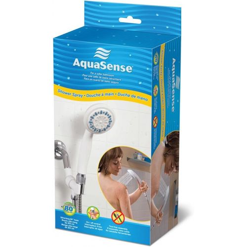  AquaSense 770-980 3 Setting Handheld Shower Head with Ultra-Long Stainless Steel Hose, White