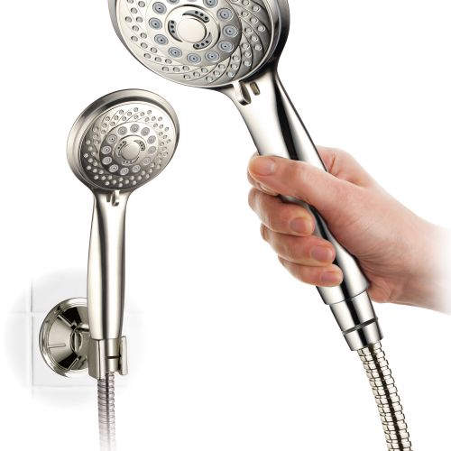  AquaSpa 30-Setting Ultra-Luxury 3 Way ShowerHeadHandheld Shower Combo with Insta-Mount Wall Bracket - Brushed Nickel