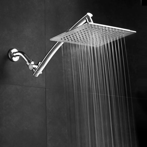  Razor by AquaSpa Mega Size 9-inch Chrome Face Square Rainfall Shower with Arch Design 15-inch Stainless Steel Extension Arm  Premium Chrome