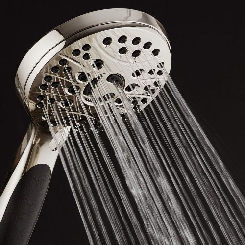  AquaSpa High Pressure 6-setting Luxury Handheld Shower Head  6 Foot Stainless Steel Hose  Anti Clog Jets  Anti Slip Grip  All Brushed Nickel Finish  Top US Brand  Includes Ex