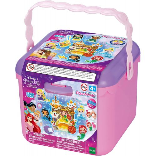  Aquabeads Disney Princess Creation Cube, Complete Arts & Crafts Bead Kit for Children Over 2,500 Beads & Display Stand The Create Belle, Ariel, Tiana, Rapunzel and More