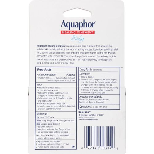  [아마존베스트]Aquaphor Baby Healing Ointment To-Go Pack - Advanced Therapy for Chapped Cheeks and Diaper Rash - Two .35 oz Tubes