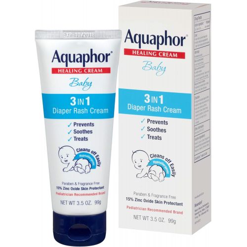  [아마존베스트]Aquaphor Baby 3 in 1 Diaper Rash Cream - Prevents, Soothes and Treats Diaper Rash - 3.5 oz. Tube (Pack of 3)