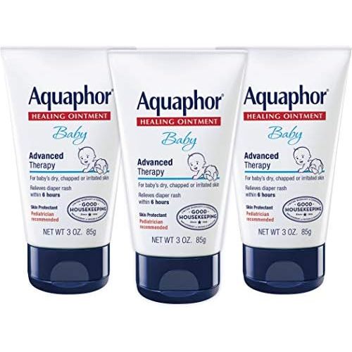  Aquaphor Baby Healing Ointment - Advanced Therapy for Chapped Cheeks and Diaper Rash - 3 oz. Tube (Pack of 3)