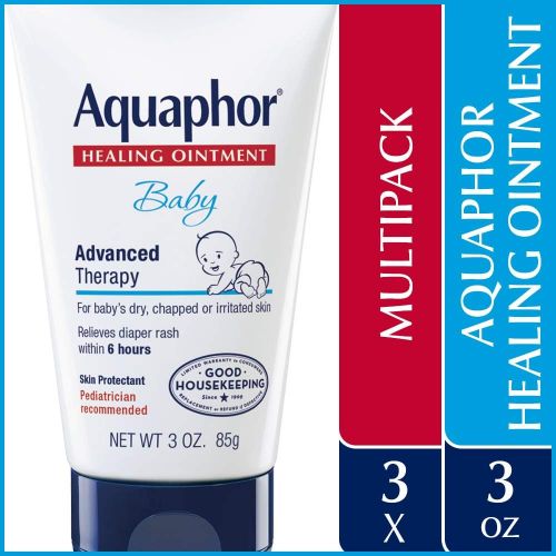  Aquaphor Baby Healing Ointment - Advanced Therapy for Chapped Cheeks and Diaper Rash - 3 oz. Tube (Pack of 3)