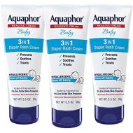 Aquaphor Baby 3 in 1 Diaper Rash Cream - Prevents, Soothes and Treats Diaper Rash - 3.5 oz. Tube (Pack of 3)