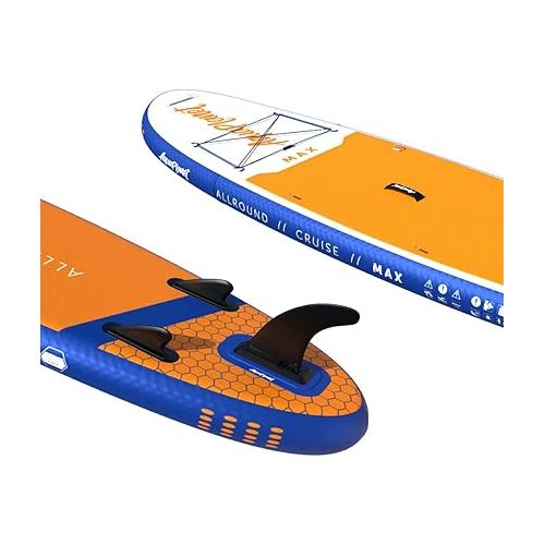  AQUAPLANET Inflatable Stand Up Paddle Board Kit - Max | 10.6 Foot | Ideal for SUP Beginners & Experts | Includes Fin, Paddle, Pump, Repair Kit, Backpack, Leash, Dry Bag, Carry Strap