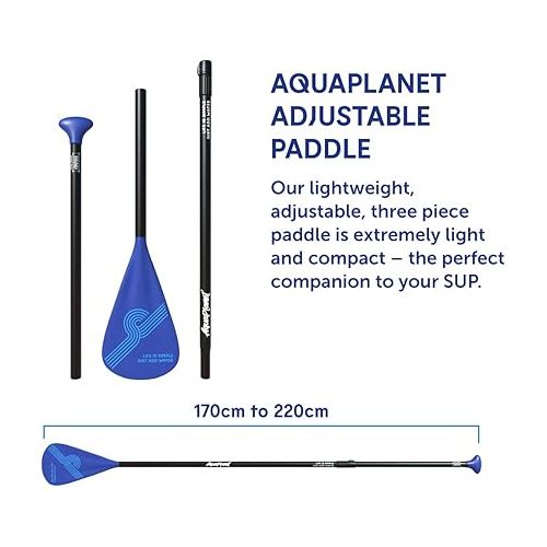  Aquaplanet JUPITER SUP Inflatable Stand Up Paddle Board Kit | 6” Thick | 11’6” Long | Adjustable Paddle | Carry Backpack | Dual-Action Pump | Ankle Safety Leash | Waterproof Dry Bag