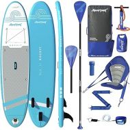 AQUAPLANET Inflatable Kayak Paddle Board Kit - Rockit | 10.2 Foot | Ideal for SUP Beginners & Experts | Includes Convertible Paddle, Seat, Fin, Pump, Repair Kit, Backpack, Leash, Dry Bag & Strap