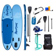 Aquaplanet 10ft Allround Paddle Board - Beginner’s Kit. Air Pump with Pressure Gauge,Adjustable Aluminium Floating Paddle,Repair Kit,Heavy Duty Carry Rucksack & Premium Leash & 4 K