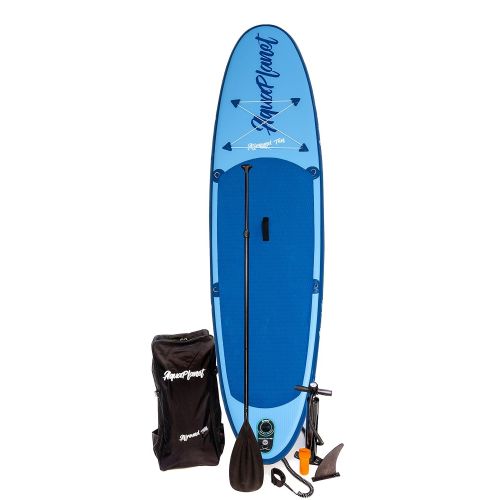  Aquaplanet 10ft Allround Paddle Board - Beginner’s Kit. Air Pump with Pressure Gauge,Adjustable Aluminium Floating Paddle,Repair Kit,Heavy Duty Carry Rucksack & Premium Leash & 4 K