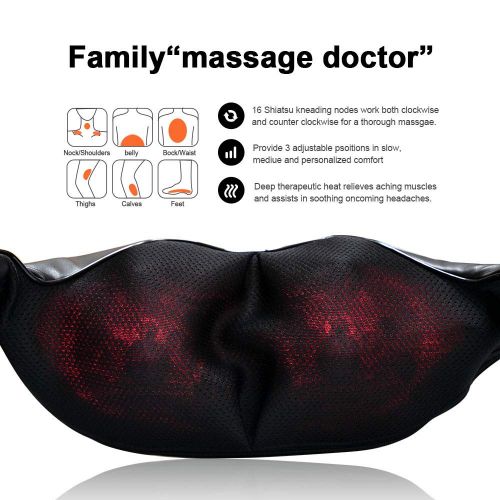  Aquapro Neck Shoulder Back Massager with Heat, Deep Tissue 4D Kneading Shiatsu Full Body Massager for Neck...