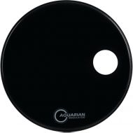 Aquarian Regulator Ported Black Gloss Bass Drumhead - 22 inch - with 4 3/4 inch Offset Port Hole