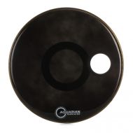 Aquarian Regulator Ported Black Gloss Bass Drumhead - 24 inch - with Offset Port Hole