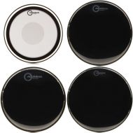 Aquarian Reflector Black Mirror 3 Piece Tom Pack - 10/12/16 - with 14in Snare Head