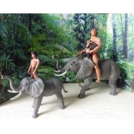 Aquarius247 Rare Dakin Tarzan Figure and Tarzan as a Boy Figure, 1983 both with Elephants and Cheeta