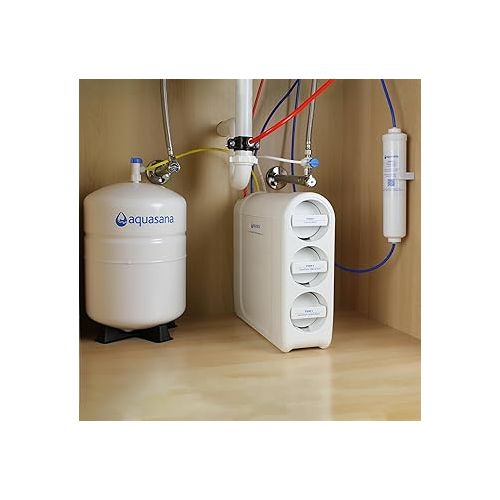  Aquasana SmartFlow™ Reverse Osmosis Water Filter System - High-Efficiency Under Sink RO Removes up to 99.99% of 90 Contaminants, Including Fluoride, Arsenic, Chlorine, and Lead - Matte Black Faucet