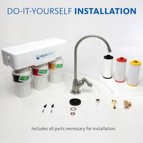  Aquasana 3-Stage Under Sink Water Filter System with Brushed Nickel Faucet