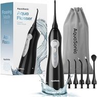 AquaSonic Aqua Flosser - Cordless Rechargeable Water Flosser for Teeth - Waterproof, Portable Oral Irrigator for Dental Cleaning with 5 Jet Tips - Braces Home Travel