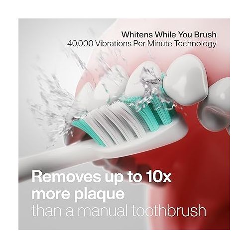  Aquasonic Vibe Series Ultra-Whitening Toothbrush - ADA Accepted Electric Toothbrush - 8 Brush Heads & Travel Case - 40,000 VPM Motor & Wireless Charging - 4 Modes w Smart Timer - Optic White