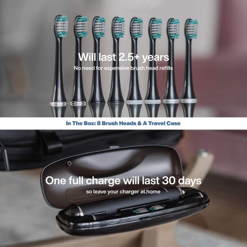  [아마존핫딜][아마존 핫딜] Aquasonic AquaSonic Black Series Ultra Whitening Toothbrush - 8 DuPont Brush Heads & Travel Case Included - Ultra Sonic 40,000 VPM Motor & Wireless Charging - 4 Modes w Smart Timer - Modern