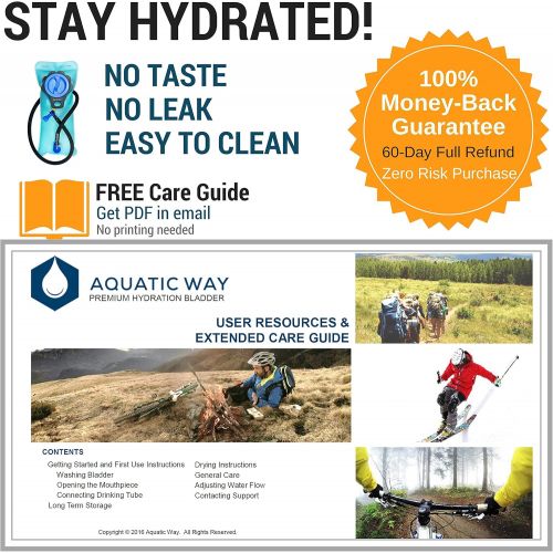  [아마존베스트]Aquatic Way Hydration Bladder Water Reservoir 2 Liter 2L 70 oz 3 Liter 3L 100 oz For Bicycling Hiking Camping Backpack. Non Toxic Easy Clean Large Opening, Quick Release Insulated