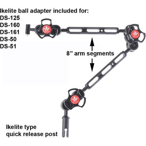  Aquatica 3-Section Delta 3 Arm for Ikelite Underwater Housings and DS Substrobes