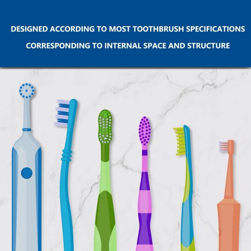  Aquatrend Toothbrush Holder 5 Slots with Cover, Wall Mounted Toothbrush Rack Cleaning Function, Bathroom Space Saving Toothbrush Organizer with Writable 3 PCS DIY Stickers