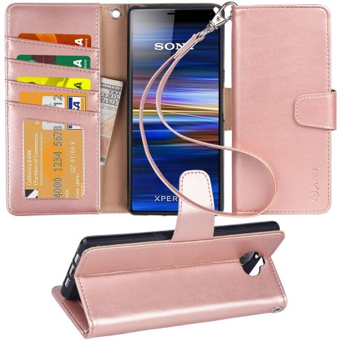  [아마존 핫딜]  [아마존핫딜]Arae Sony Xperia 10 Huelle, Handyhuelle Sony Xperia 10 Tasche Leder Flip Cover Brieftasche Etui Schutzhuelle fuer Sony Xperia 10 - Rosegold