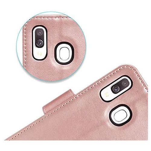  [아마존 핫딜]  [아마존핫딜]Arae Handyhuelle Kompatibel mit Samsung Galaxy A40 Leder Huelle Tasche Flip Cover Schutzhuelle - Rosegold