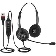 [아마존베스트]Arama USB Headset with Microphone Noise-Cancelling & Audio Controls Wideband Computer Headset for Skype Business UC, Webinar Call Center Office