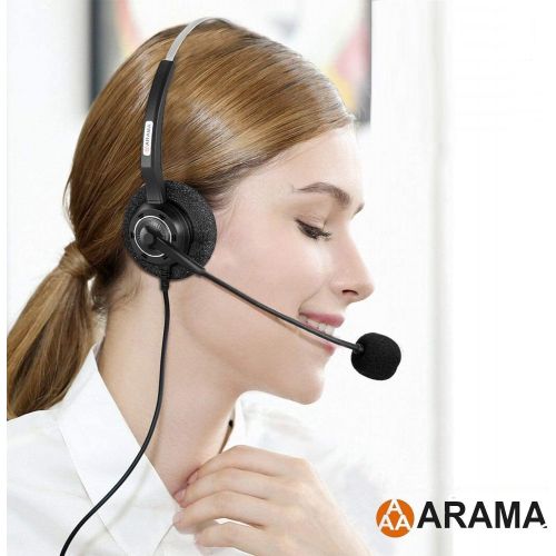  [아마존베스트]Arama USB Headset with Microphone Noise-Cancelling & Audio Controls Wideband Computer Headset for Skype Business UC, Webinar Call Center Office