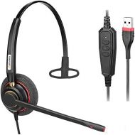 [아마존베스트]Arama USB Headset PC fuer Business Skype Computer, SoftPhone, Call Center Office, Mono Headset mit Noise Cancelling Mikrofon & mit Lautstarkeregler Kristallklarem Chat Ultra Leicht