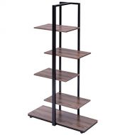 Arama-ix Modern Bookshelf 60 Open Concept Display Shelf Bookcase Storage Tower Oak Black