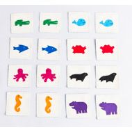AramediA Handmade Water Animals Memory Game- Each Pouch Measures 5.5” x 1” x 5” (16 patches)  Made by Women Artisans