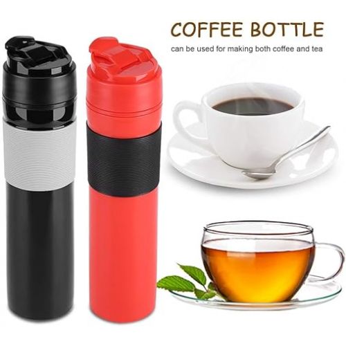  French Press Travel 350ml/12oz Portable Coffee Press Mug Tea and Coffee Maker Bottle Coffee Brewer Travel Tumbler Water Cup(Black)