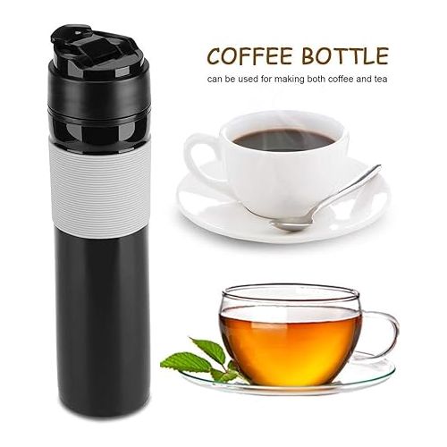  French Press Travel 350ml/12oz Portable Coffee Press Mug Tea and Coffee Maker Bottle Coffee Brewer Travel Tumbler Water Cup(Black)