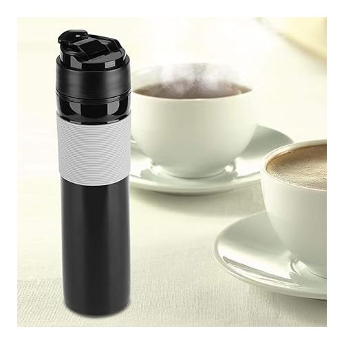  French Press Travel 350ml/12oz Portable Coffee Press Mug Tea and Coffee Maker Bottle Coffee Brewer Travel Tumbler Water Cup(Black)